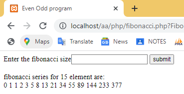 fibonacci series program in PHP