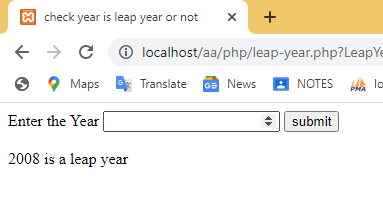 check leap year or not in PHP program